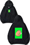 Donut Eating Capybara Design Printed Oversize Black Hooded Sweatshirt