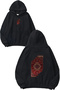 Ripped Ethnic Carpet Design Printed Oversize Black Hooded Sweatshirt