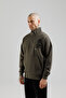 Sportswear Men's Sweatshirt with Stand Collar and Half Zipper Khaki - 2
