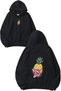 Pineapple Design Printed Oversize Black Hooded Sweatshirt