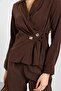 V-Neck Tie-Front Modal Shirt Brown 9407 - 5