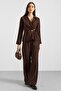 V-Neck Tie-Front Modal Shirt Brown 9407 - 3