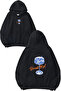 Drink up Design Printed Oversize Black Hooded Sweatshirt