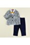 Royal style plaid jacket & shirt & pants boy's 3-piece set