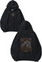 Horse Design Printed Oversize Black Hooded Sweatshirt
