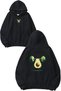 Weightlifter Avocado Design Printed Oversize Black Hooded Sweatshirt