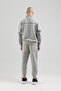 Sportswear Men's Sweatshirt with Stand Collar and Half Zipper Gray - 7