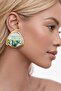 Yellow Steel Geometric Mint Green Triangle Women's Stud Earrings - 3