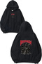 Death Doberman Design Printed Oversize Black Hooded Sweatshirt