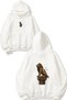Wounded Lion Design Printed Oversize White Hooded Sweatshirt