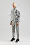 Sportswear Men's Sweatshirt with Stand Collar and Half Zipper Gray - 8
