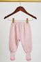 Light Pink Baby Girl 100% Cotton Pants with Self-Sock and Booties - Soft Combed Cotton Baby Bottom Wear - 6