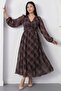 Double-Breasted Collar Long Sleeve Plaid Chiffon Dress 2026-4527 - 3
