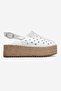 Fraga White Skin Genuine Leather Women's Straw Wedge Sandals - 6