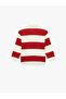Cotton Long Sleeve Striped Oversize Polo Collar Sweatshirt - 5