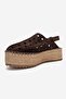FRAGA Brown Suede Genuine Leather Women's Straw Wedge Sandals - 4