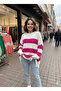Women's Crew Neck Striped Oversize Knitwear Sweater - 5