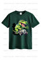 Cool Boy and Teddy Bear Printed 3-Pack Unisex Black-White-Green Kids T-Shirt - 3