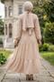 Gathered Buttoned Lace-Up Ayrobin Dress Cream Hm268811 - 5
