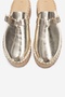 Novas Gold Genuine Leather Closed Toe Straw Wedge Sole Slippers - 2