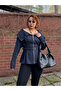Premium Trend Design Denim Belted Madonna Collar Shirt Kedy - 2