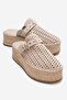 Louis Beige Suede Genuine Leather Closed Toe Straw Wedge Sole Slippers