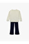 Printed Long Sleeve Embroidered Sweatshirt and Spanish Flare Pants Set - 2-Piece Set - 2