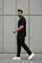 Unisex Trendy Crinkle Fabric Summer Lycra Short Sleeve Shirt and Sweatpants Set - 2