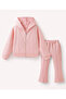 Solid Hooded Jacket & Pant Set - Pink - 2