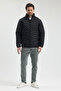 Men's Black Water and Windproof Regular Fit Pocketed Zippered Men's Coat - 4