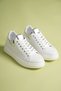 Women's Genuine Leather Lace-Up Casual Sports Shoes - White/Silver - 4