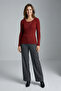 Women's Plus Size Lycra Crew Neck Long Sleeve Soft Knitwear Sweater Mom Blouse - 4