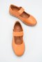 Halivaria Tan Leather Women's Genuine Ballerina Model Banded Orthopedic Sole Casual Shoes - 2