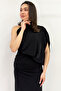 Women's One-Shoulder Draped Detailed Asymmetrical Long Dress Black, Brown - 2