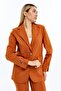 Women's Cinnamon Bone Buttoned Blazer Jacket - 2