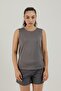 Sportswear Lightweight Women's Athlete Tank Top with Open Collar and Open Back Detail Smoked