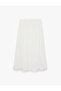 Normal Waist A-Line Cotton Comfortable Fit Long Scallop Skirt - 4