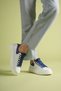 Women's Genuine Leather Lace-Up Casual Sports Shoes - White/Blue - 2