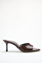 Women's Heeled Slippers Brown Patent Leather Pointed Toe Thin Heels - Stylish Comfortable Daily Wear - 4