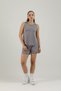 Sportswear Women's Athlete's Tank Top with Deep Slit and Waist Closure Detail in Gray - 6