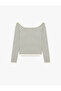 Long Sleeve Boat Neck Open Shoulder Striped Knitwear Sweater - 3