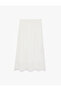 Normal Waist A-Line Cotton Comfortable Fit Long Scallop Skirt - 3