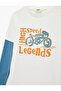 Cotton Long Flared Sleeve Color Contrast Crew Neck Printed T-Shirt - 3