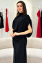 Women's One-Shoulder Draped Detailed Asymmetrical Long Dress Black, Brown - 5