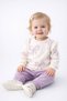 Baby Girl Bow Patterned Sweatshirt with Sleeve Detail + Sweatpants 2-Piece Set 3-6-9-12 Months - 3