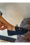Black Suede (Shake) Women's Loafer with Bead Detail - 2
