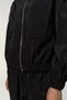 Women's Parachute Fabric Stand Collar Bomber Jacket Black – Metal Zipper, Flap Pockets, Elastic Waist & Cuffs - 6