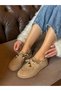 Beige Suede (Shake) Women's Loafer with Beaded Detail - 2