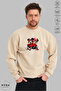Unisex Minnie Mickey Printed Crew Neck Hoodless Oversized 100% Cotton Combed Cotton Sweatshirt - 4