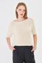 Women's 100% Cotton Boat Neck Thessaloniki Knit Short Sleeve Knitwear Blouse Summer/Spring Sweater 71813 Beige - 8